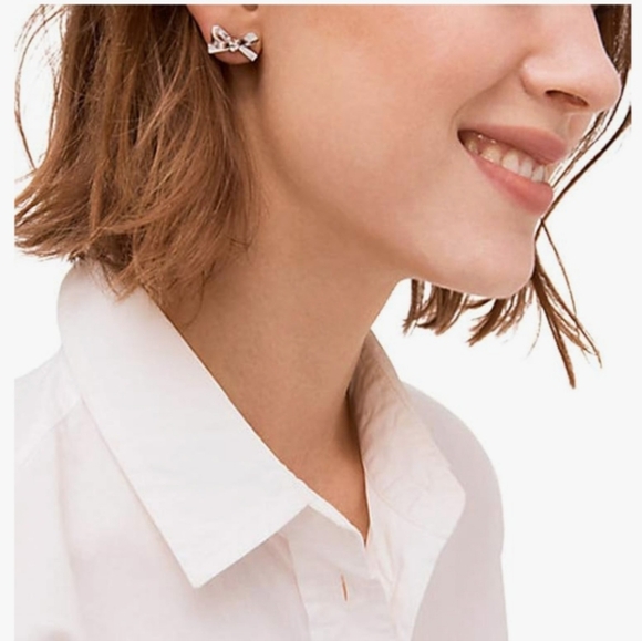 kate spade Jewelry - Kate Spade Silvertone Bow Earrings